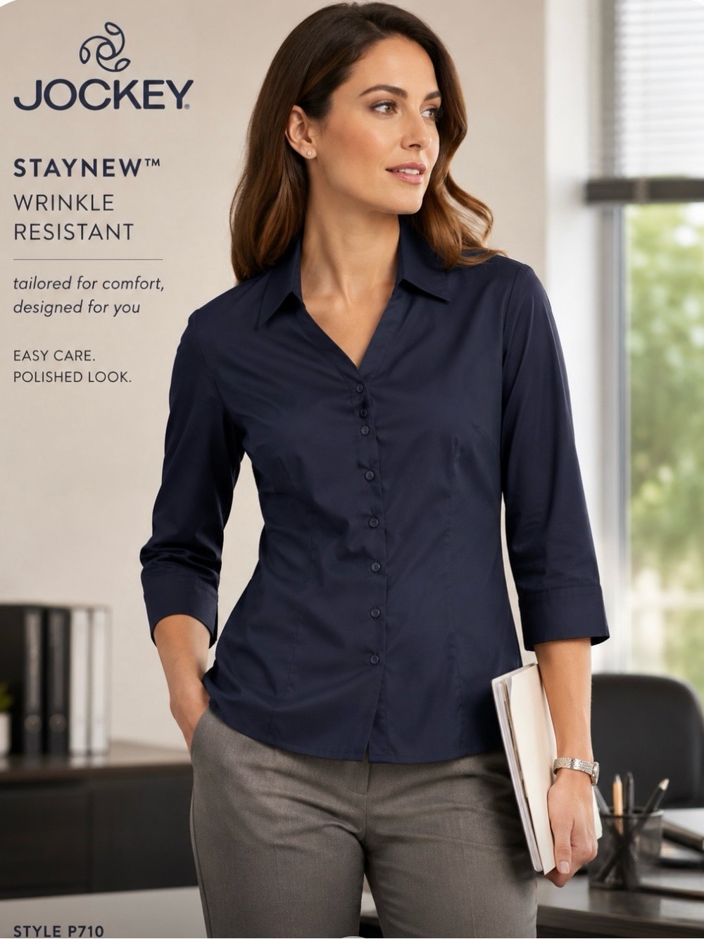 NWT Y2K early 2010 Office Wear Jockey StayNew Wrinkle Resistant Blouse